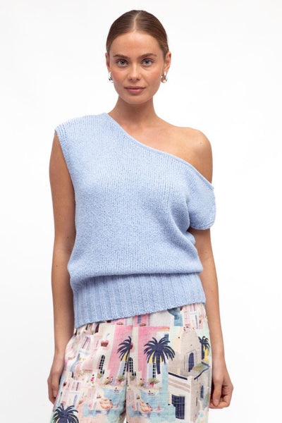 Sunny Off The Shoulder Knit - Blue
