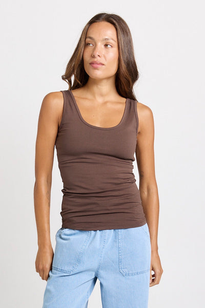 Emma Scoop Tank - Chocolate