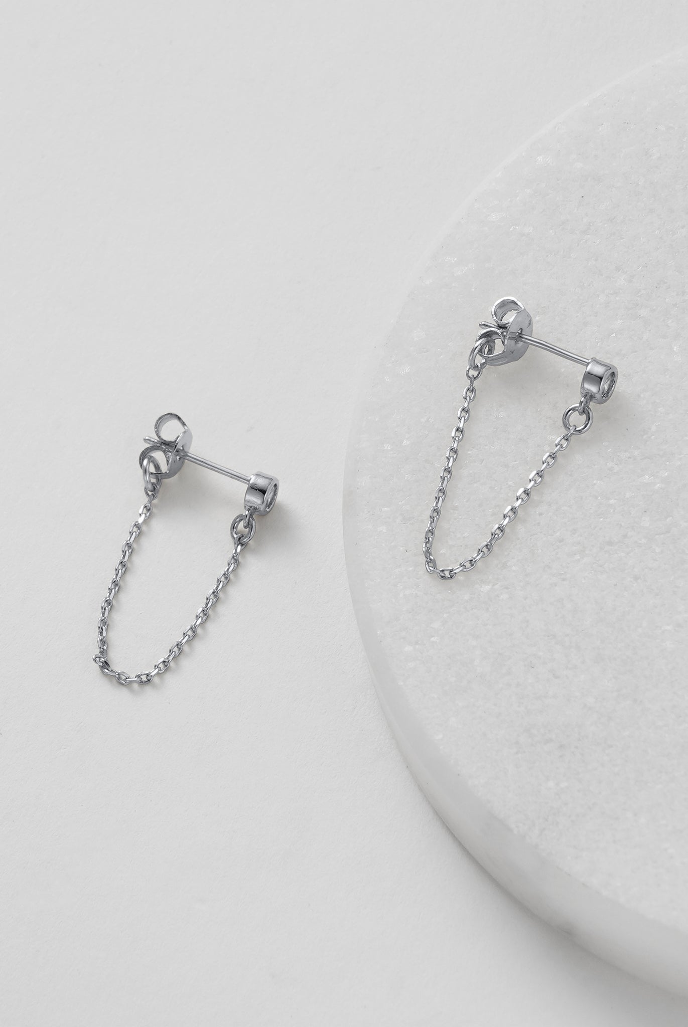 ~ Zafino Crystal Chain Wrap Earring - Silver