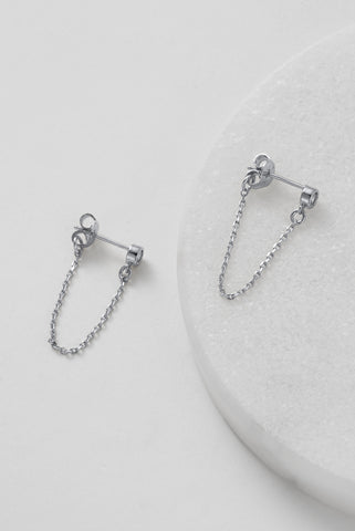 ~ Zafino Crystal Chain Wrap Earring - Silver