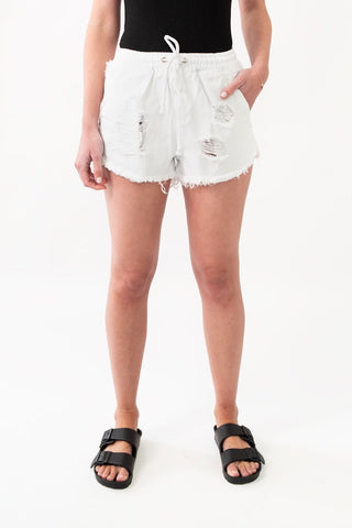 Roxy Distressed Jogger Shorts - White
