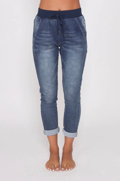 Riley Denim Jogger - Blue Wash