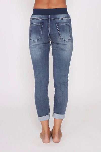 Riley Denim Jogger - Blue Wash